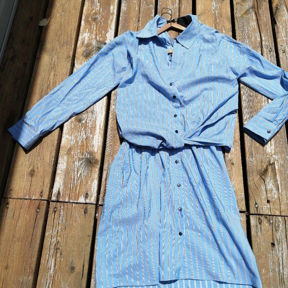 Sold- Blue Strip Shirt Dress, new without tag - Picture 1 of 4
